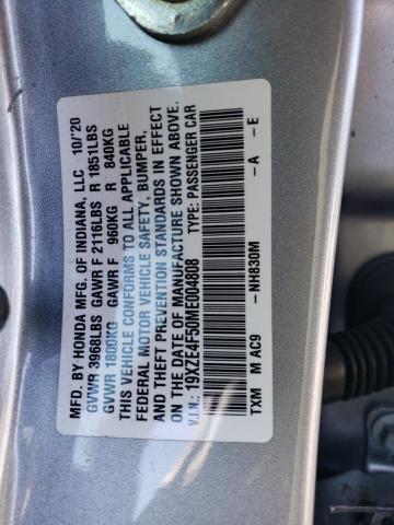 19XZE4F50ME004808 - 2021 HONDA INSIGHT EX SILVER photo 12