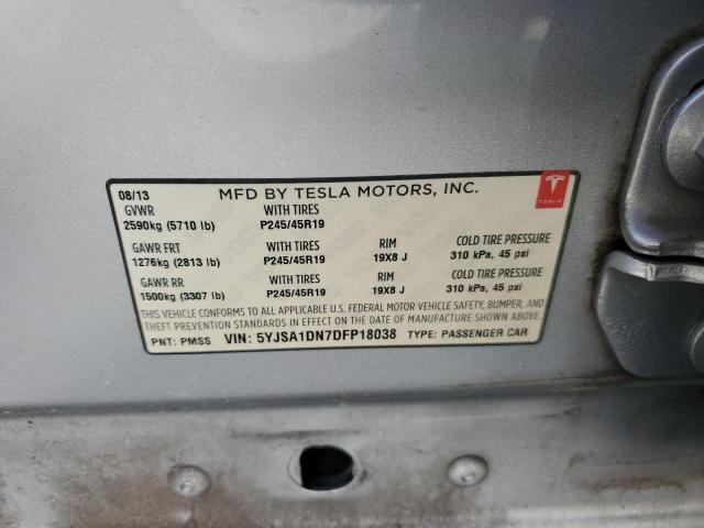 5YJSA1DN7DFP18038 - 2013 TESLA MODEL S WHITE photo 12