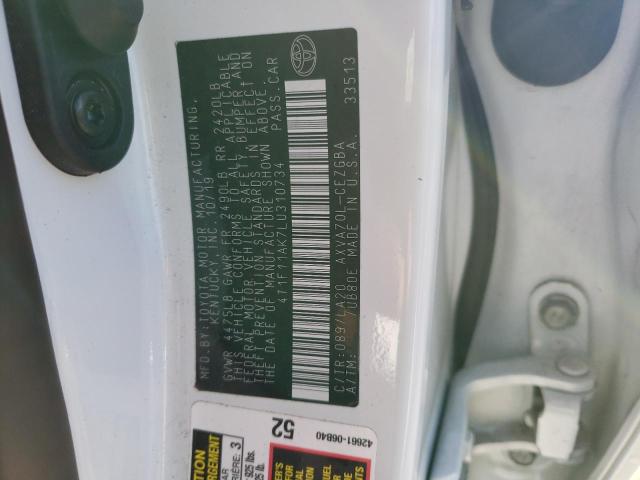 4T1F11AK7LU310734 - 2020 TOYOTA CAMRY XLE WHITE photo 13