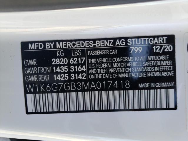 W1K6G7GB3MA017418 - 2021 MERCEDES-BENZ S 580 4MATIC WHITE photo 12