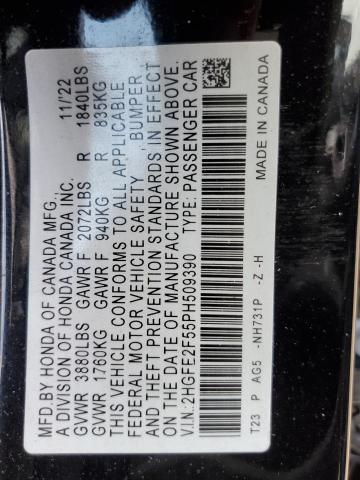 2HGFE2F55PH509390 - 2023 HONDA CIVIC SPORT შავი ფოტო 13