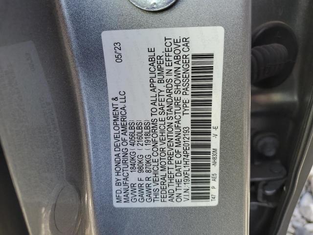 19XFL1H74PE012193 - 2023 HONDA CIVIC EXL SILVER photo 12