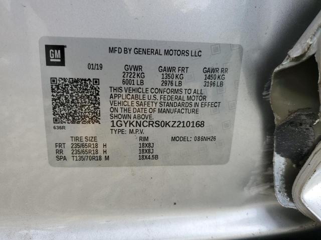 1GYKNCRS0KZ210168 - 2019 CADILLAC XT5 LUXURY SILVER photo 13