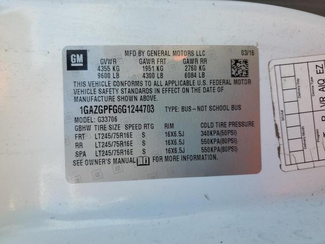 1GAZGPFG6G1244703 - 2016 CHEVROLET EXPRESS G3 LT WHITE photo 13