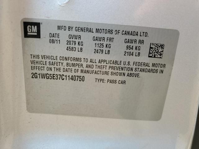 2G1WG5E37C1140750 - 2012 CHEVROLET IMPALA LT SILVER photo 12