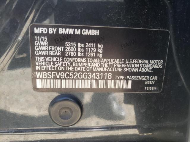 WBSFV9C52GG343118 - 2016 BMW M5 BLACK photo 12