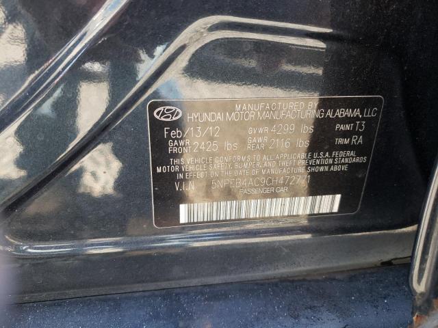 5NPEB4AC9CH472771 - 2012 HYUNDAI SONATA GLS BLACK photo 12