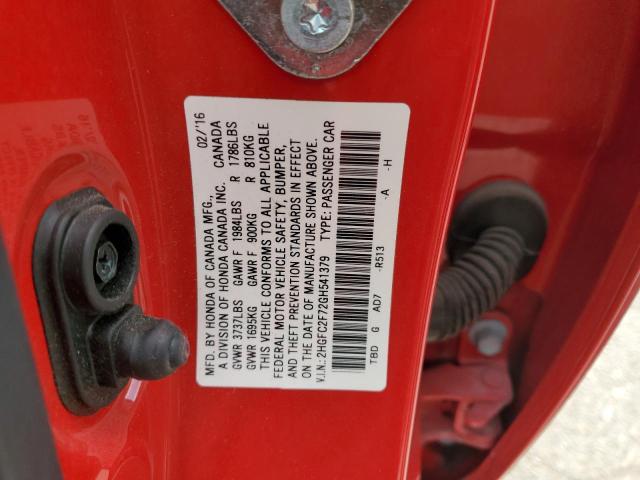 2HGFC2F72GH541379 - 2016 HONDA CIVIC EX RED photo 12