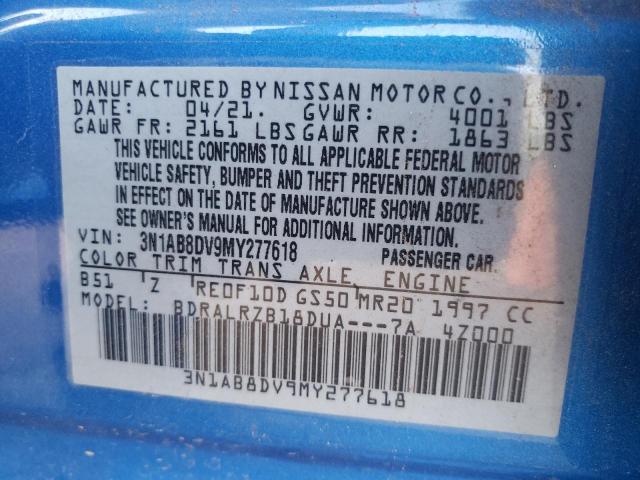 3N1AB8DV9MY277618 - 2021 NISSAN SENTRA SR BLUE photo 12