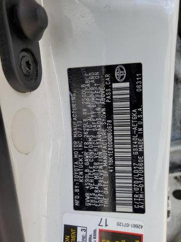 4T1BK1EB0DU060678 - 2013 TOYOTA AVALON BASE 白色 照片 12