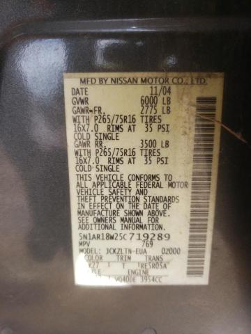 5N1AR18W25C719289 - 2005 NISSAN PATHFINDER LE 灰色 照片 13