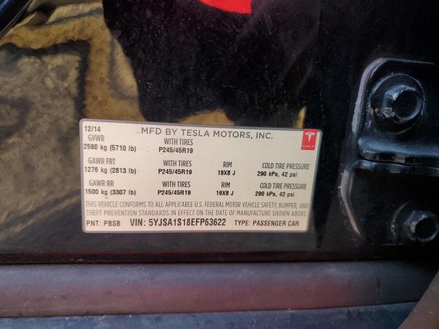5YJSA1S18EFP63622 - 2014 TESLA MODEL S შავი ფოტო 12