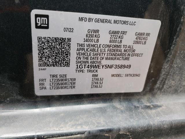 1GT49WEY5NF358949 - 2022 GMC SIERRA K3500 DENALI CHARCOAL photo 13