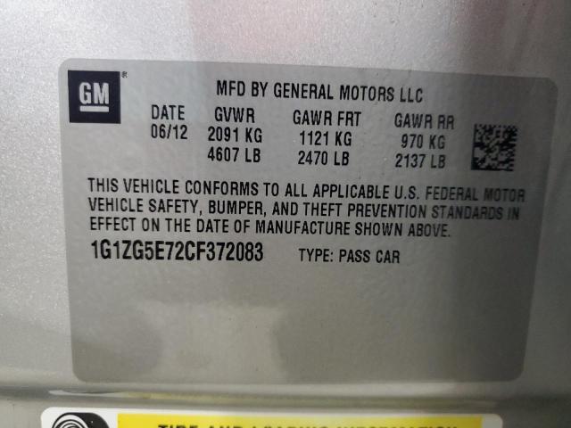 1G1ZG5E72CF372083 - 2012 CHEVROLET MALIBU LTZ ვერცხლისფერი ფოტო 12