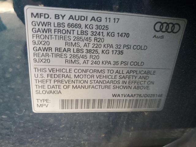WA1VAAF76JD025146 - 2018 AUDI Q7 PRESTIGE BLUE photo 12