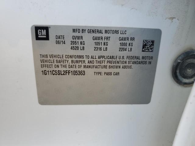 1G11C5SL2FF105363 - 2015 CHEVROLET MALIBU 1LT WHITE photo 12