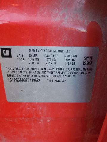 1G1PC5SB3F7119624 - 2015 CHEVROLET CRUZE LT RED photo 12