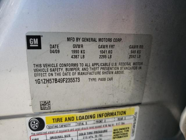 1G1ZH57B49F235573 - 2009 CHEVROLET MALIBU 1LT SILVER photo 12