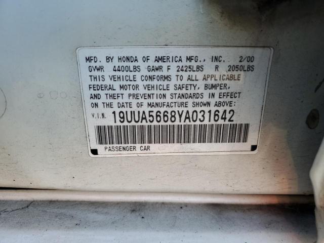 19UUA5668YA031642 - 2000 ACURA 3.2TL WHITE photo 12