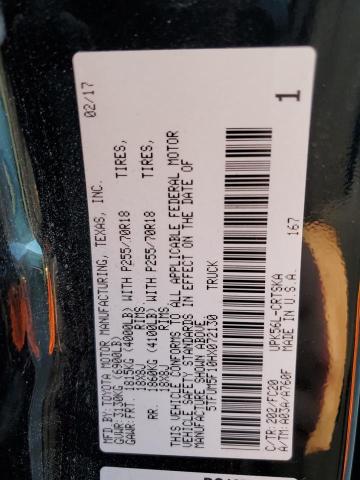 5TFUM5F10HX072130 - 2017 TOYOTA TUNDRA DOUBLE CAB SR/SR5 BLACK photo 12