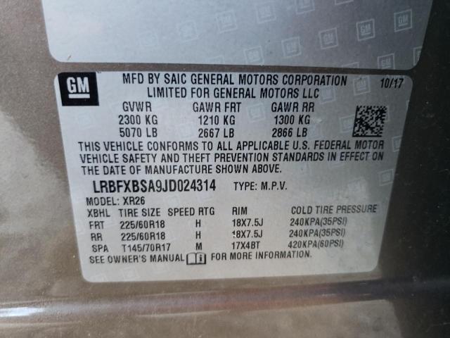 LRBFXBSA9JD024314 - 2018 BUICK ENVISION PREFERRED Boz foto 12