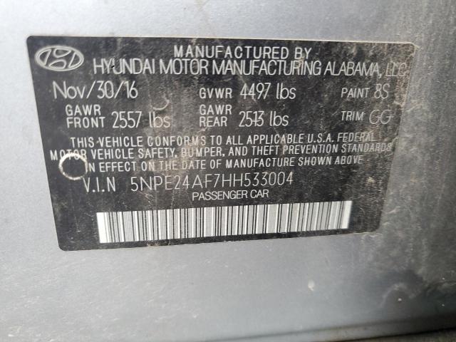 5NPE24AF7HH533004 - 2017 HYUNDAI SONATA SE GRAY photo 12