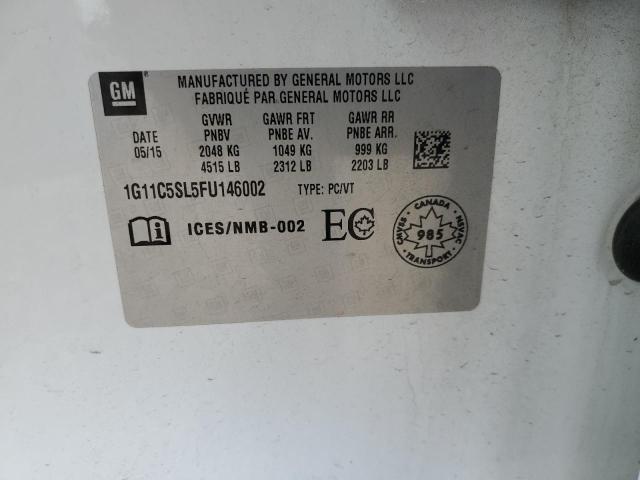 1G11C5SL5FU146002 - 2015 CHEVROLET MALIBU 1LT WHITE photo 12