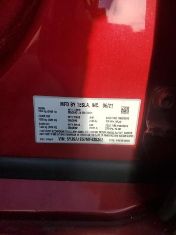 5YJSA1E57MF435363 - 2021 TESLA MODEL S RED photo 13