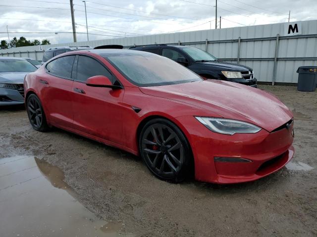 5YJSA1E57MF435363 - 2021 TESLA MODEL S RED photo 4