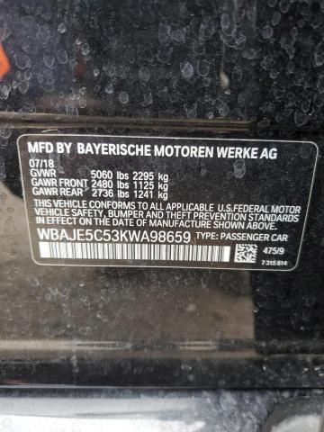 WBAJE5C53KWA98659 - 2019 BMW 540 I BLACK photo 12