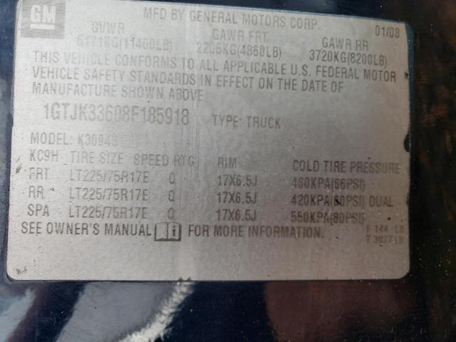 1GTJK33608F185918 - 2008 GMC SIERRA K3500 BLUE photo 13