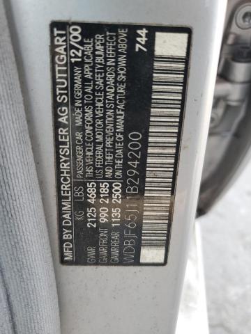 WDBJF65J11B294200 - 2001 MERCEDES-BENZ E 320 GRAY photo 13