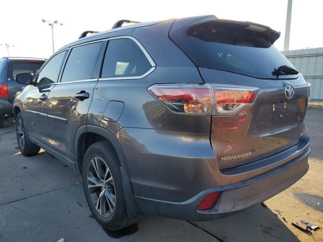5TDJKRFH0GS500635 - 2016 TOYOTA HIGHLANDER XLE GRAY photo 2