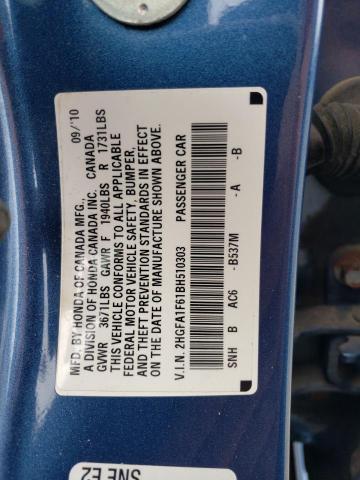 2HGFA1F61BH510303 - 2011 HONDA CIVIC LX-S 蓝色 照片 12