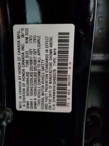 2HKRM4H41GH693278 - 2016 HONDA CR-V SE BLACK photo 12