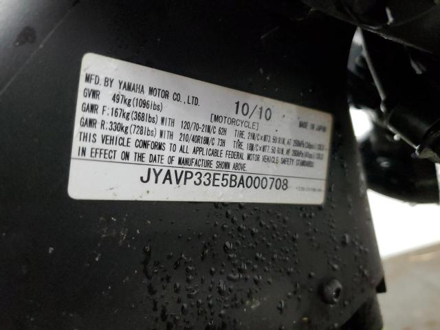 JYAVP33E5BA000708 - 2011 YAMAHA XVS1300 CU BLACK photo 10