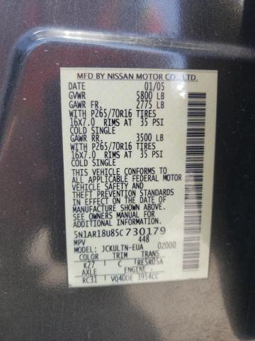 5N1AR18U85C730179 - 2005 NISSAN PATHFINDER LE GRAY photo 13