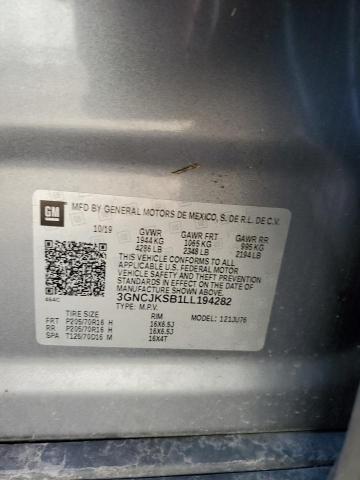 3GNCJKSB1LL194282 - 2020 CHEVROLET TRAX LS GRAY photo 12