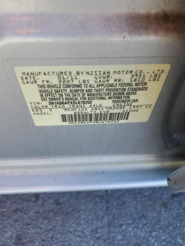 3N1AB6APXBL676252 - 2011 NISSAN SENTRA 2.0 SILVER photo 12