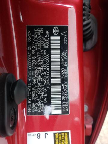 JTDKN3DU0A0009338 - 2010 TOYOTA PRIUS RED photo 12