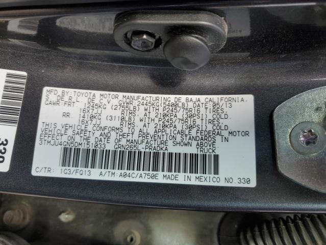 3TMJU4GN5DM151033 - 2013 TOYOTA TACOMA DOUBLE CAB PRERUNNER GRAY photo 12