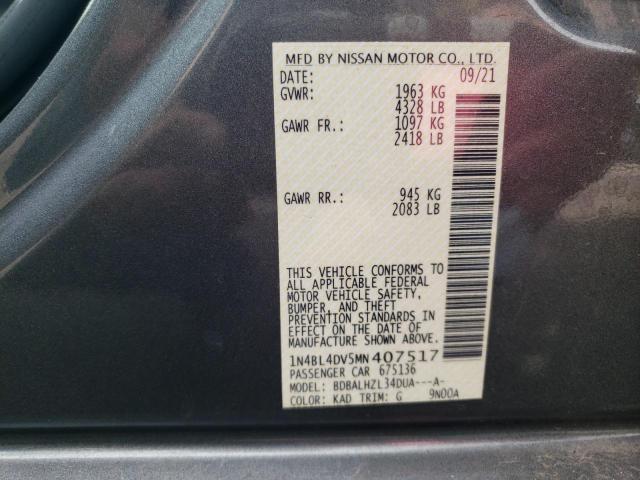 1N4BL4DV5MN407517 - 2021 NISSAN ALTIMA SV CHARCOAL photo 12