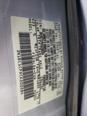 3N1BC1CPXCK200284 - 2012 NISSAN VERSA S SILVER photo 12