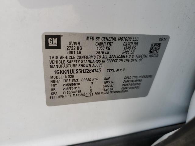 1GKKNULS5HZ264146 - 2017 GMC ACADIA SLT-1 WHITE photo 12