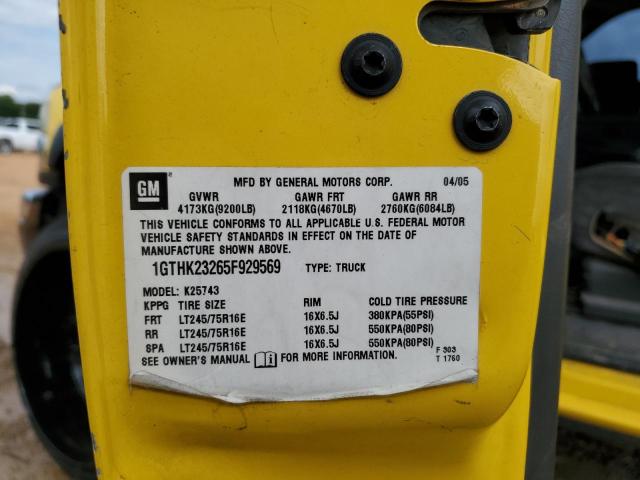 1GTHK23265F929569 - 2005 GMC SIERRA K2500 HEAVY DUTY YELLOW photo 12