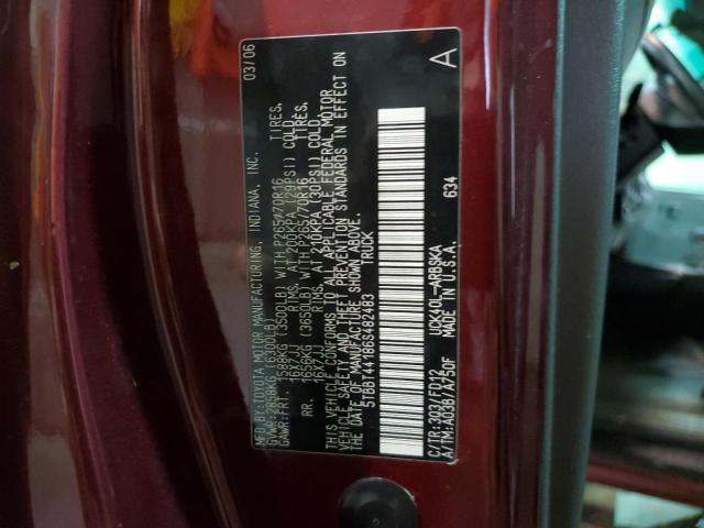 5TBBT44186S482483 - 2006 TOYOTA TUNDRA ACCESS CAB SR5 RED photo 12