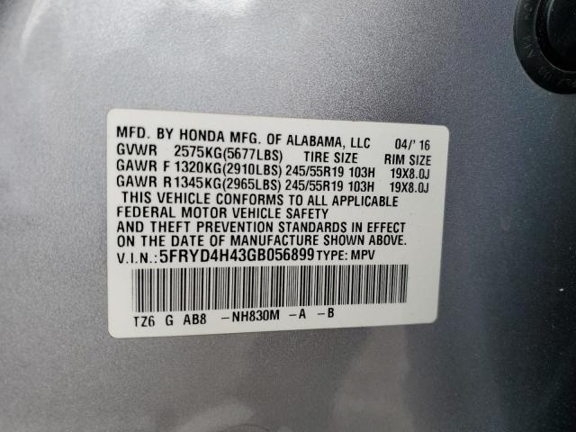 5FRYD4H43GB056899 - 2016 ACURA MDX TECHNOLOGY SILVER photo 13