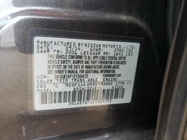 3N1AB7AP1EY304473 - 2014 NISSAN SENTRA S GRAY photo 12