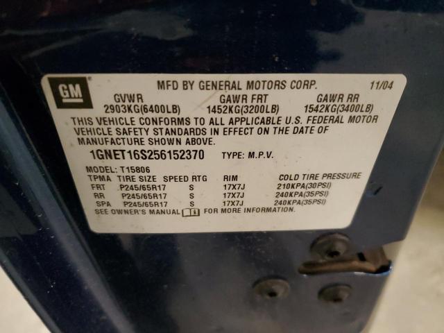 1GNET16S256152370 - 2005 CHEVROLET TRAILBLAZE EXT LS BLUE photo 13