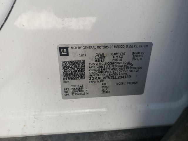 3GKALVEV3LL234139 - 2020 GMC TERRAIN SLT WHITE photo 12